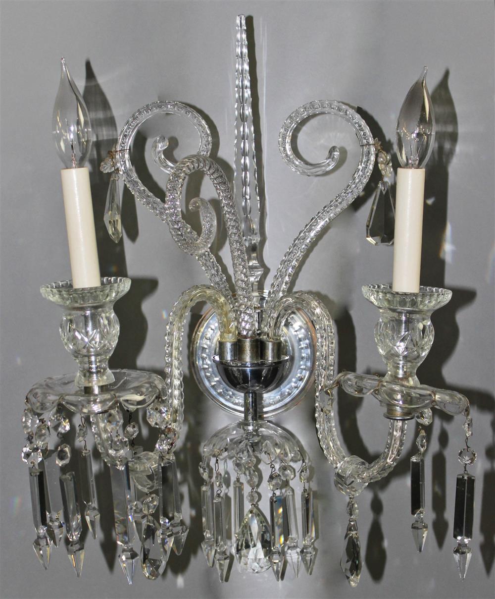 Appraisal: GEORGE III STYLE CUT GLASS AND CRYSTAL WALL SCONCE approx