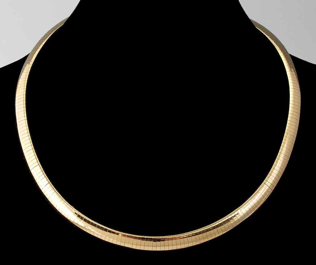 Appraisal: K OMEGA NECKLACE K yellow gold dome Omega necklace Bright