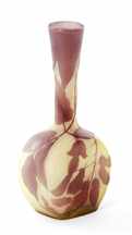 Appraisal: Emile Galle cameo glass vase circa aubergine flowering vine cut