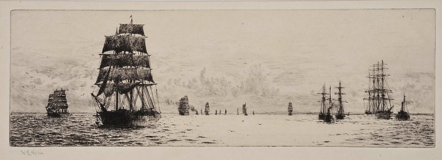 Appraisal: WILLIAM LIONEL WYLLIE - Four masters setting sail etching pencil