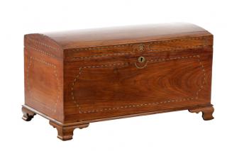 Appraisal: Inlaid Mahogany Dome Top Blanket Chest An inlaid mahogany dome