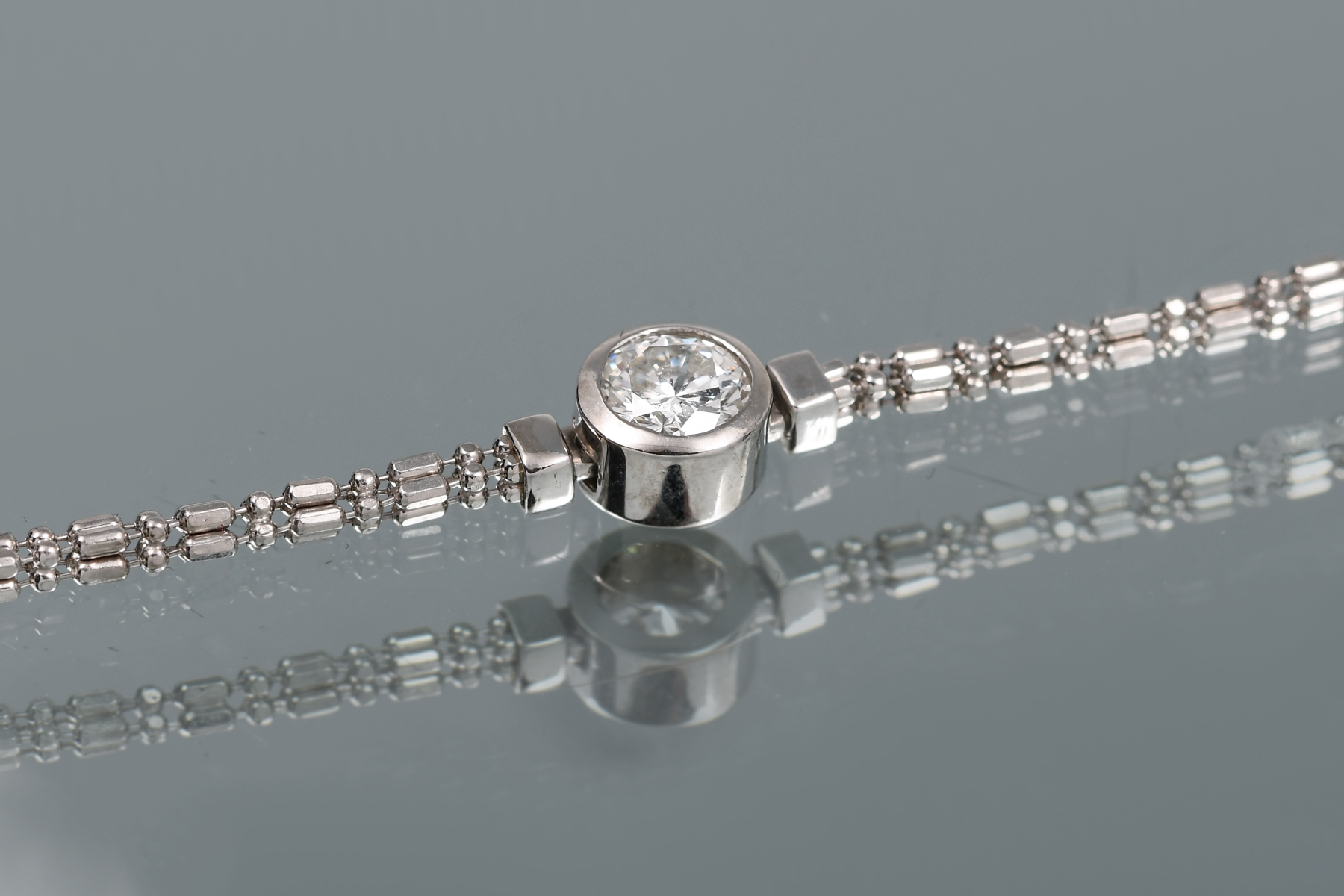 Appraisal: PLATINUM CT DIAMOND BRACELET Platinum bracelet contains round brilliant cut