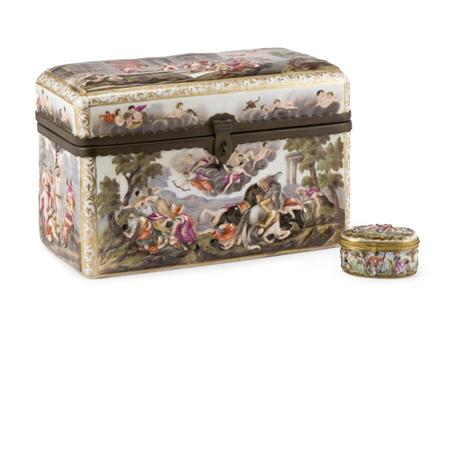 Appraisal: Capodimonte Style Porcelain Box Together with a Capodimonte Porcelain Oval