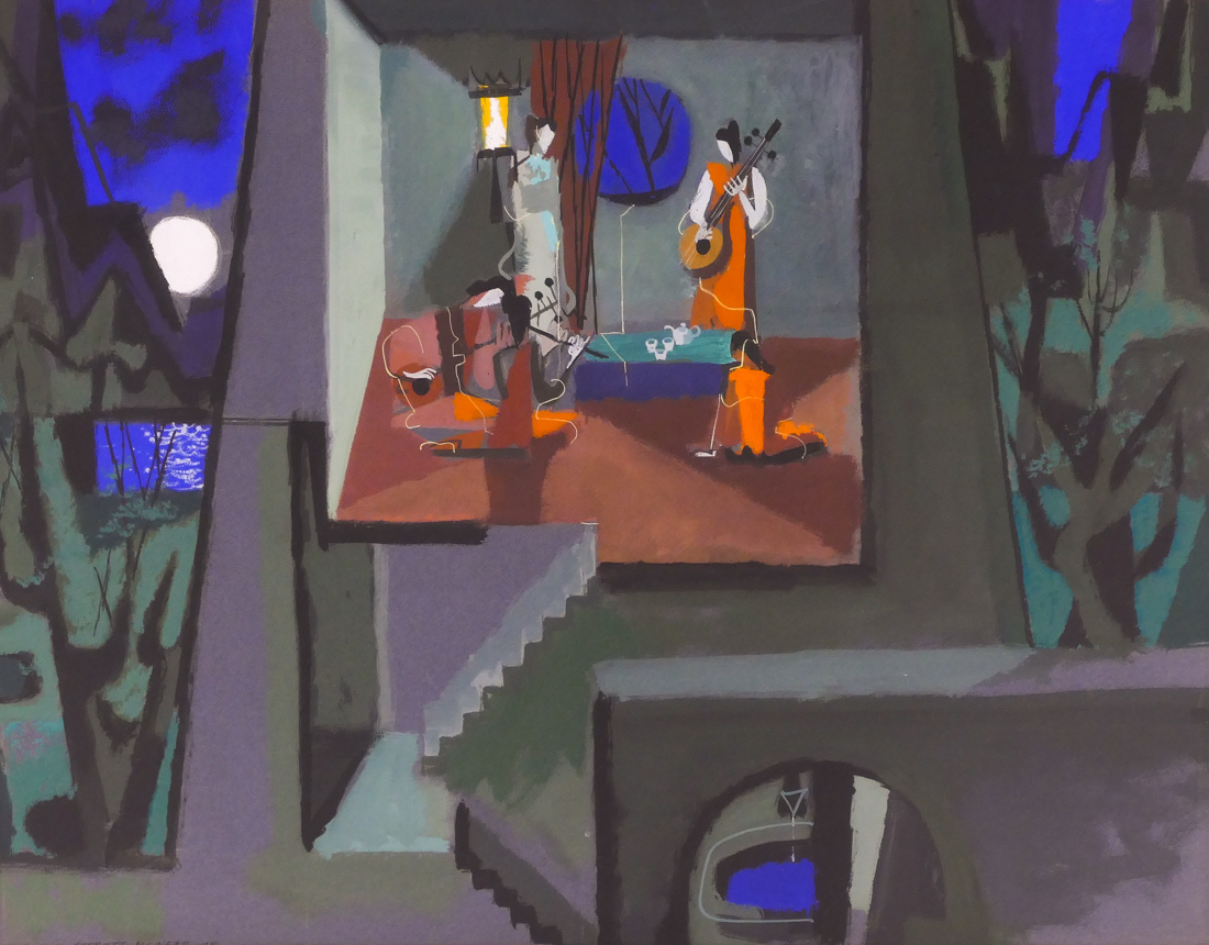 Appraisal: Everett McNear - American ''Music at Midnight'' Gouache on Board