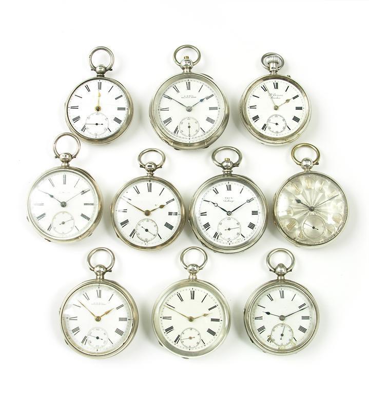 Appraisal: Ten silver gents pockets watches