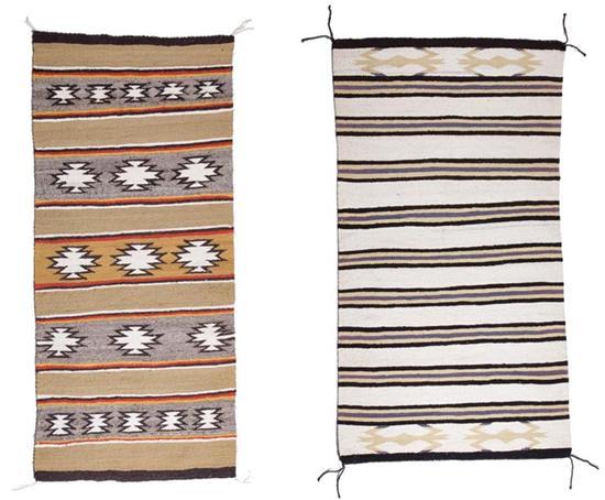 Appraisal: TWO NAVAJO TEXTILES Twentieth century The first with five bands