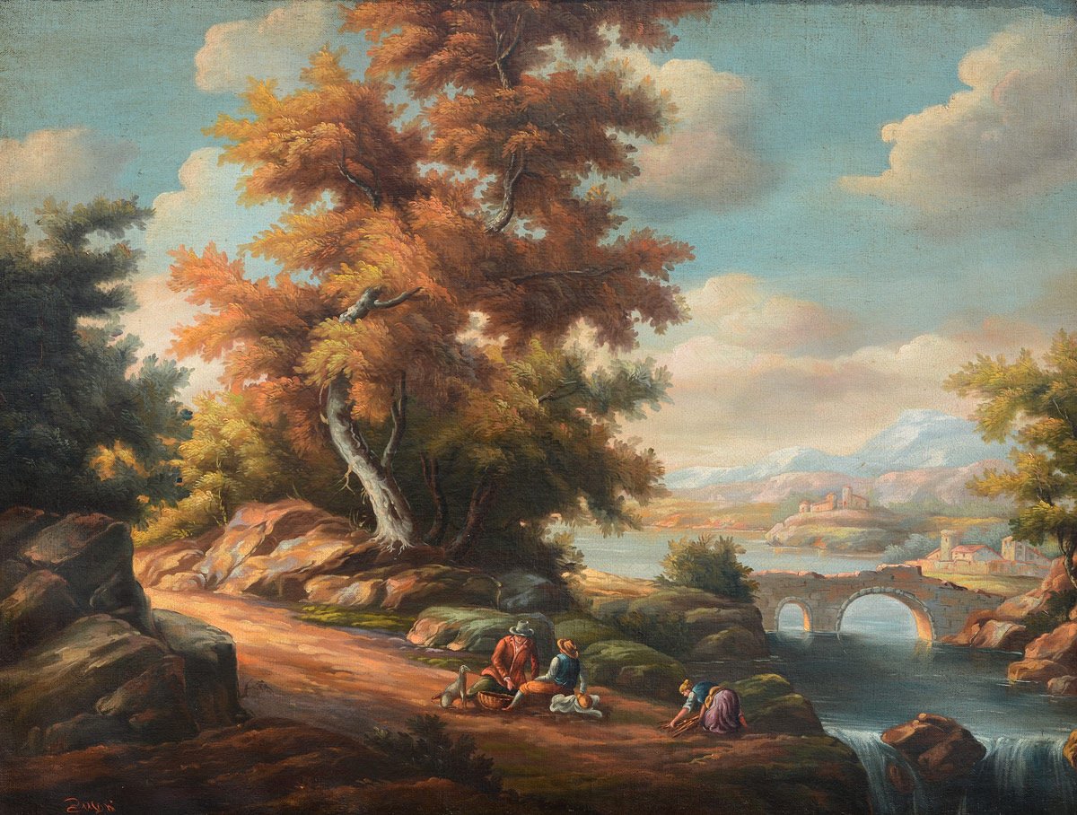 Appraisal: BUSONI Rafaello American - Old Master Style Landscape Painting with