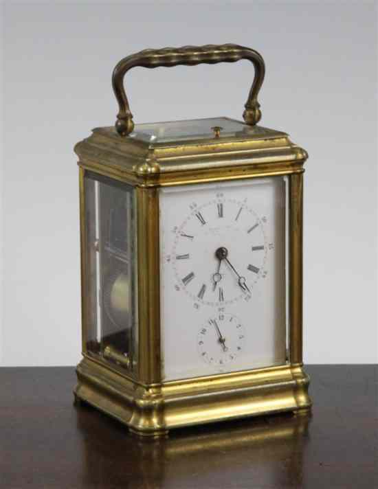 Appraisal: An early th century gilt brass hour repeating carriage alarm