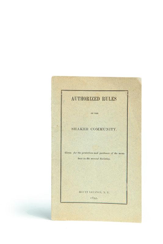 Appraisal: SHAKER BOOKLET Mount Lebanon New York Authorized Rules of the