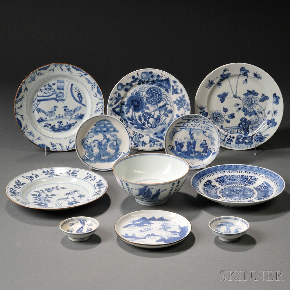 Appraisal: Eleven Blue and White Tableware Items China mostly early th