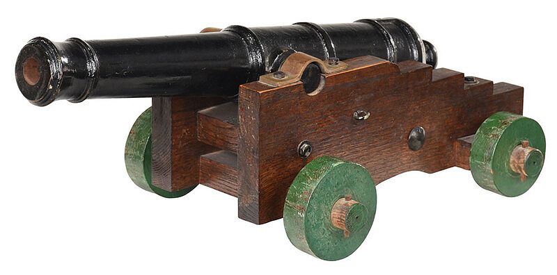 Appraisal: Large Signal Cannon black painted cast iron cannon in long