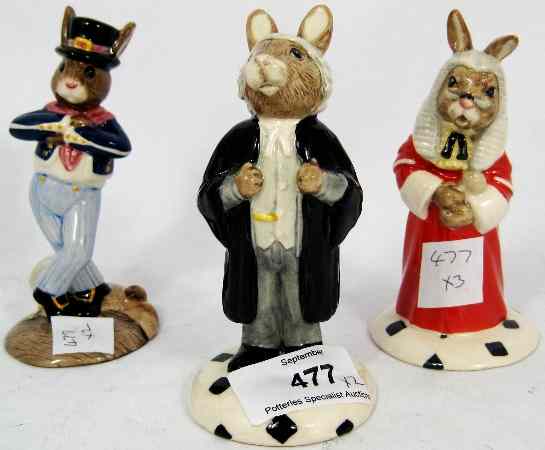 Appraisal: Royal Doulton Bunnykins Figures Lawyer DB Judge DB and Horn