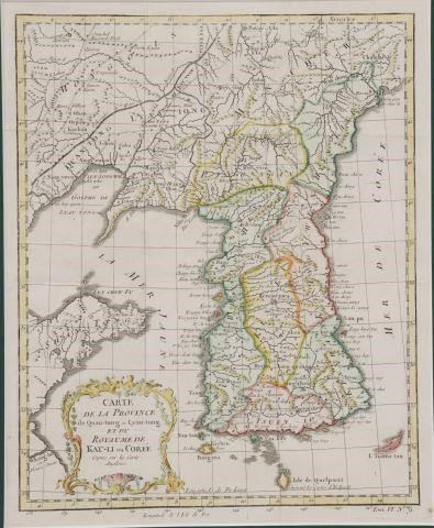 Appraisal: French framed and hand-colored map of th c Korea Carte