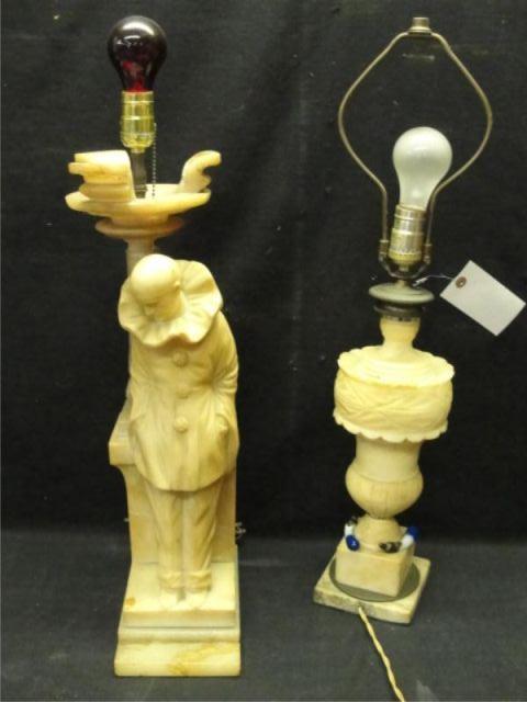 Appraisal: Marble Lamps Clown Form Urn Form Clown lamp as is-