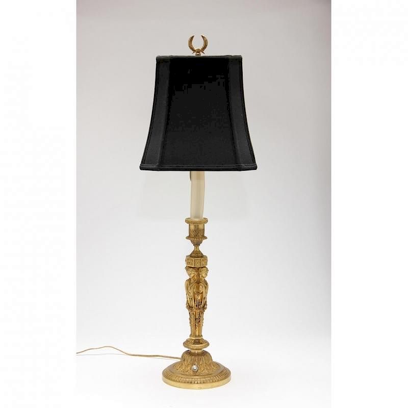 Appraisal: Fine Gilt Bronze Neoclassical Style Table Lamp circa finely cast