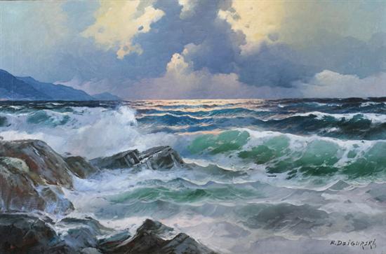 Appraisal: ALEXANDER DZIGURSKI Yugoslavian American - SEASCAPE signed lower right Oil