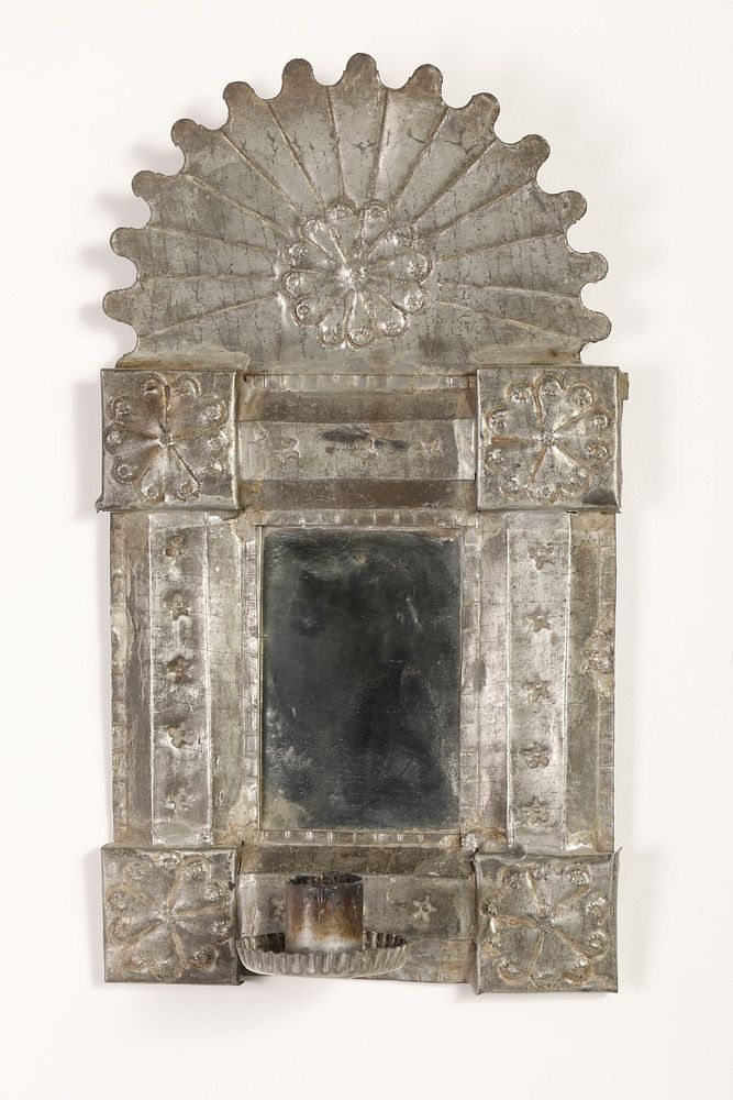 Appraisal: Tin Frame and Candle Sconce ca Attributed to Santa Fe