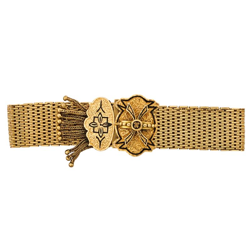 Appraisal: K GOLD VICTORIAN STYLE GARTER BRACELET Condition Report