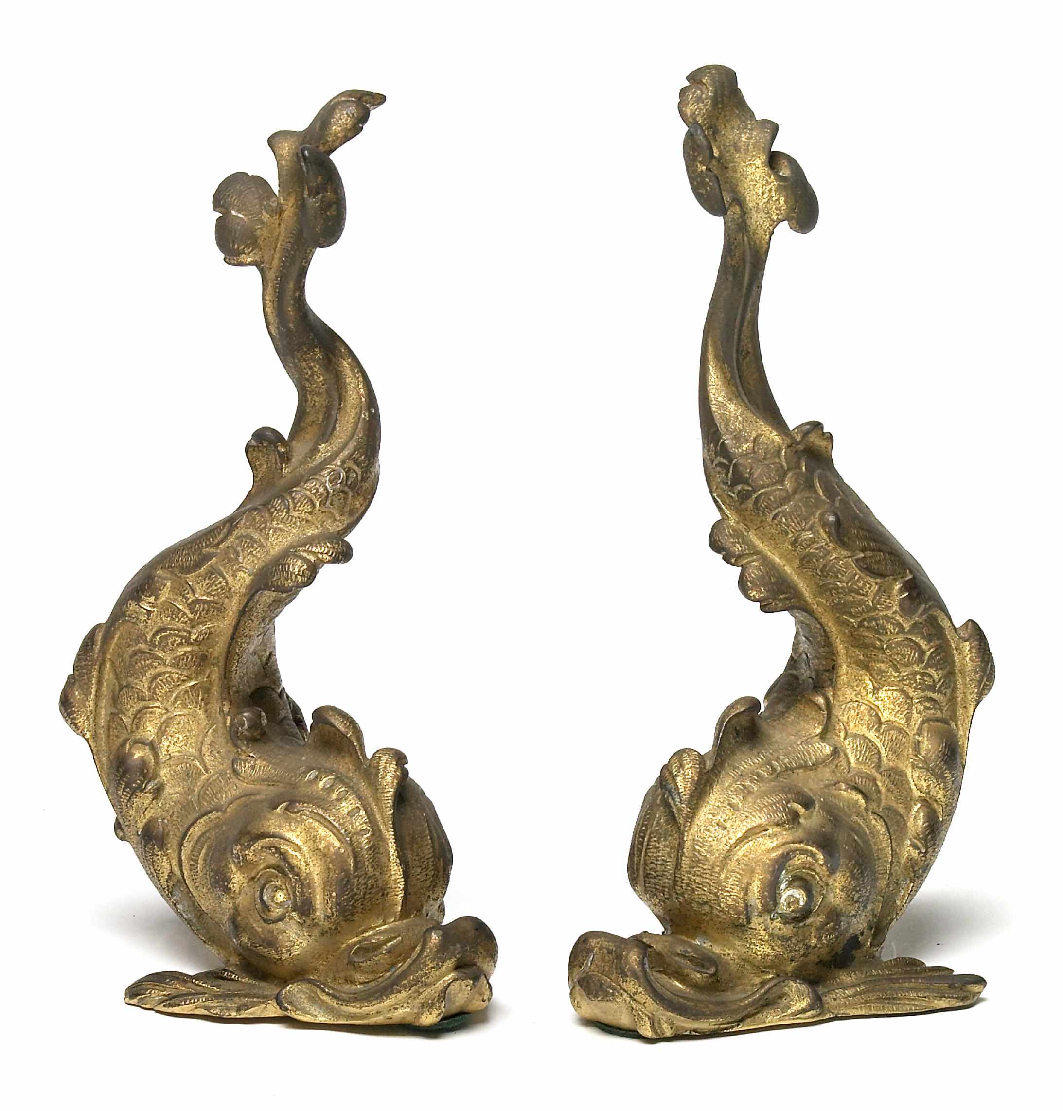 Appraisal: A pair of Renaissance Revival gilt bronze models of dolphins