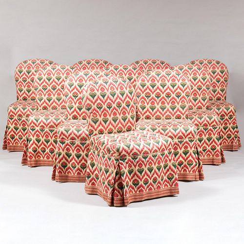 Appraisal: SET OF TEN PRINTED LINEN UPHOLSTERED DINING CHAIRS DESIGNED BY