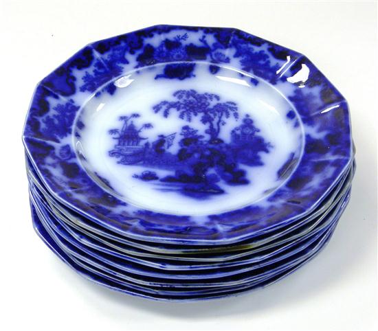 Appraisal: Flow blue eight ''Amoy'' Davenport plates '' dia along with