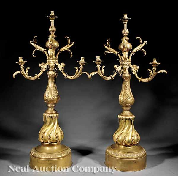 Appraisal: A Pair of Large Continental Bronze Torch res th c