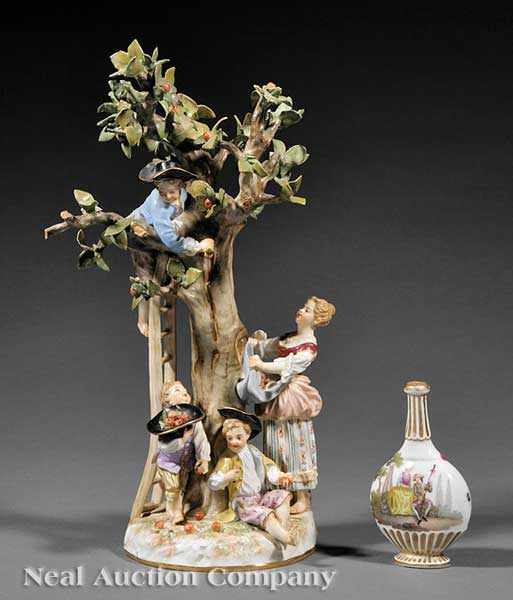 Appraisal: A Meissen Porcelain Apple Harvest Figural Group late th c