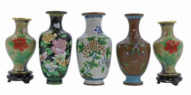 Appraisal: lot of Chinese cloisonne enamel baluster-form vases decorated in floral