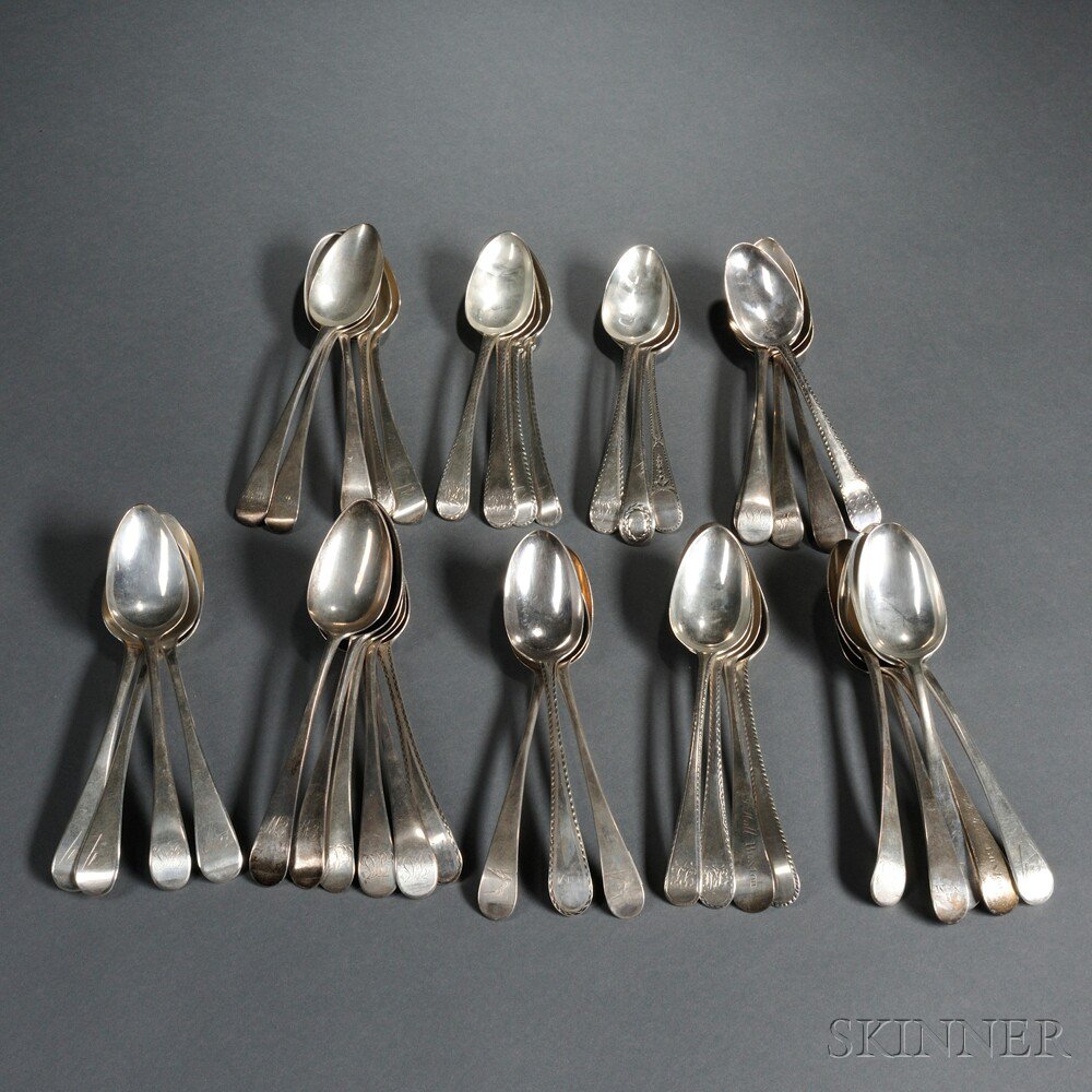 Appraisal: Assembled Group of Thirty-six Georgian Sterling Silver Tablespoons mainly George