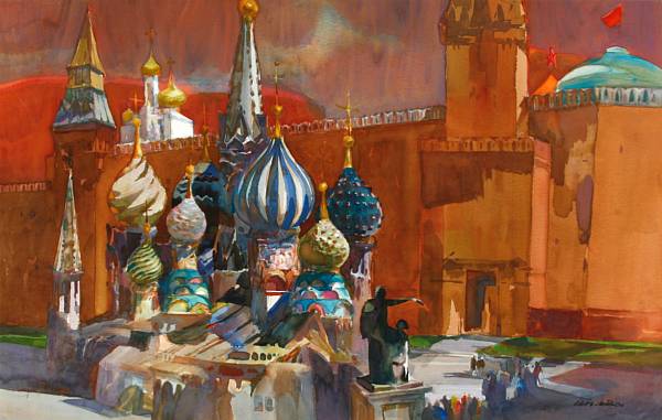 Appraisal: Robert E Wood American - Red Square Moscow signed 'Robert