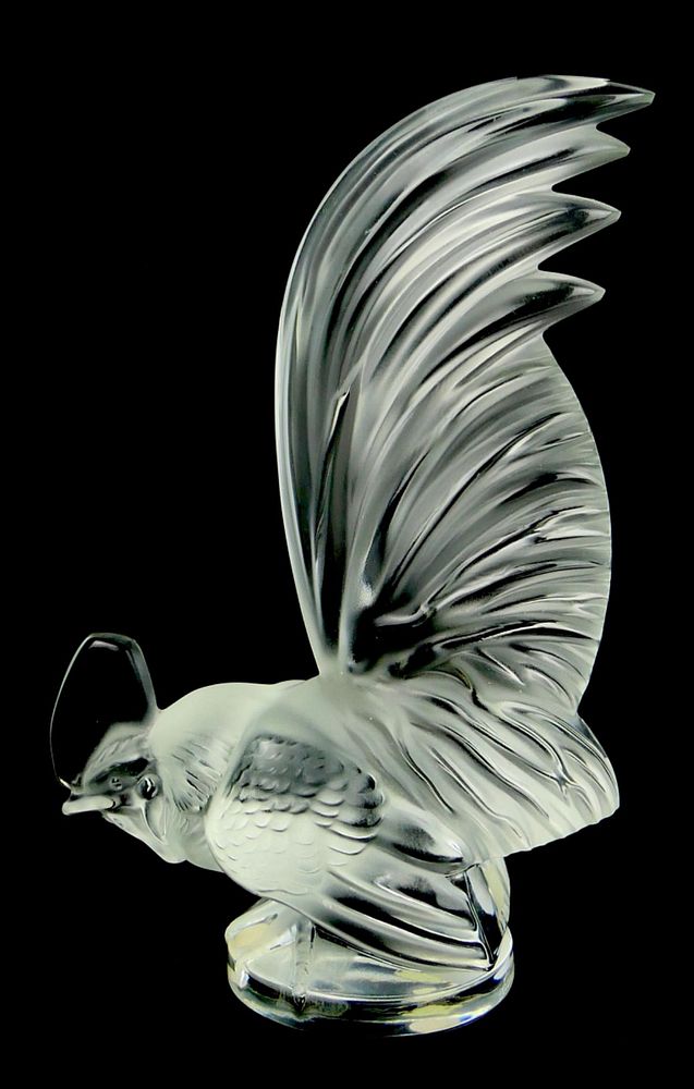 Appraisal: LALIQUE FRENCH CRYSTAL 'COQ NAIN' CAR MASCOT Lalique French frosted