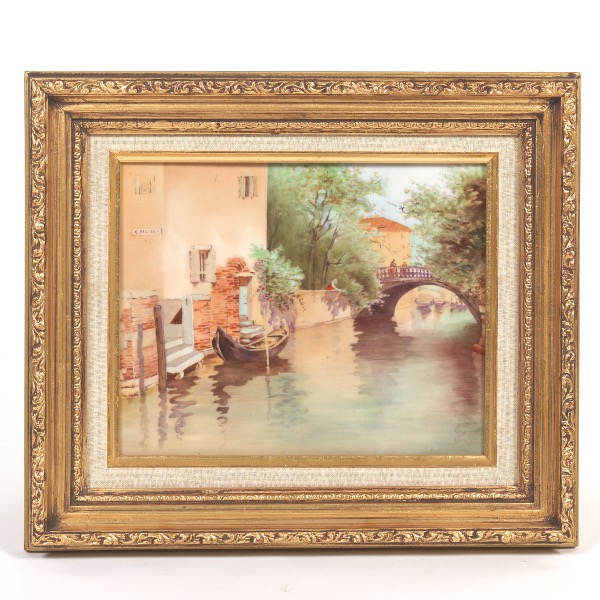 Appraisal: D C LIMOGES FRANCE PORCELAIN PLAQUE OF VENICE x plaque