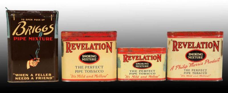 Appraisal: Lot of Tobacco Tins Description Includes two Revelation vertical pockets