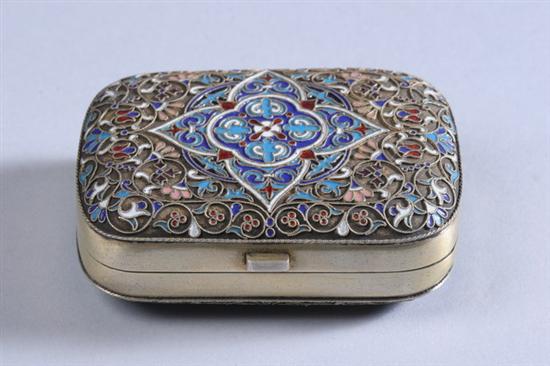 Appraisal: RUSSIAN SILVER AND ENAMEL SNUFF BOX I P Klebnikov St