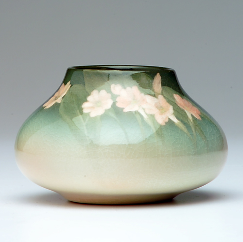 Appraisal: ROOKWOOD Iris glaze squat vessel by unidentified artist with delicate