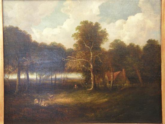 Appraisal: Early th century Dutch School landscape with a cottage figure