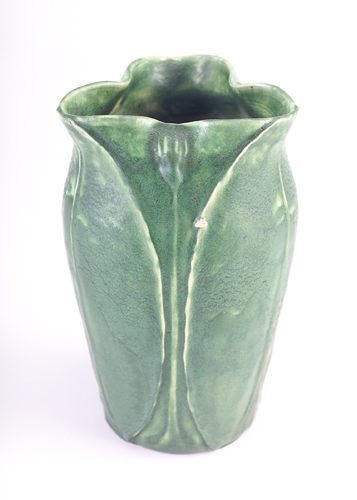 Appraisal: GRUEBY Bulbous vase with three-lobed opening with full-height buds alternating