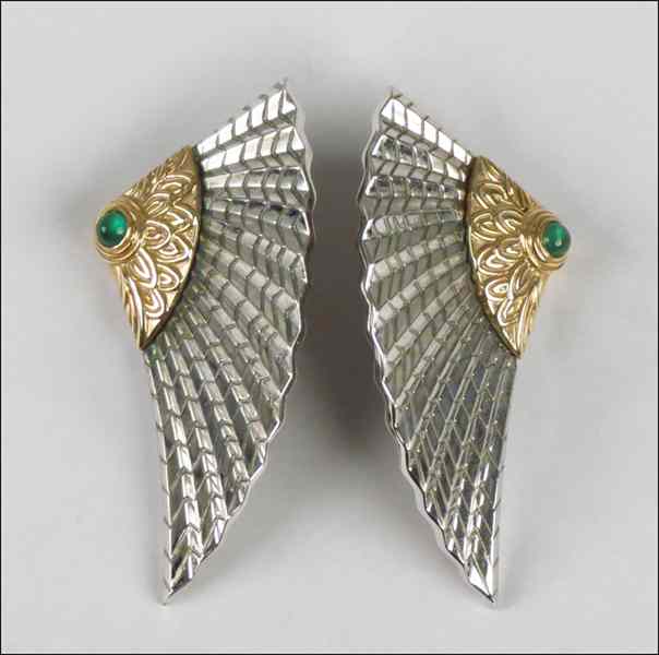 Appraisal: PAIR OF ERTE 'NILE' EARRINGS Clip post earrings comprised of