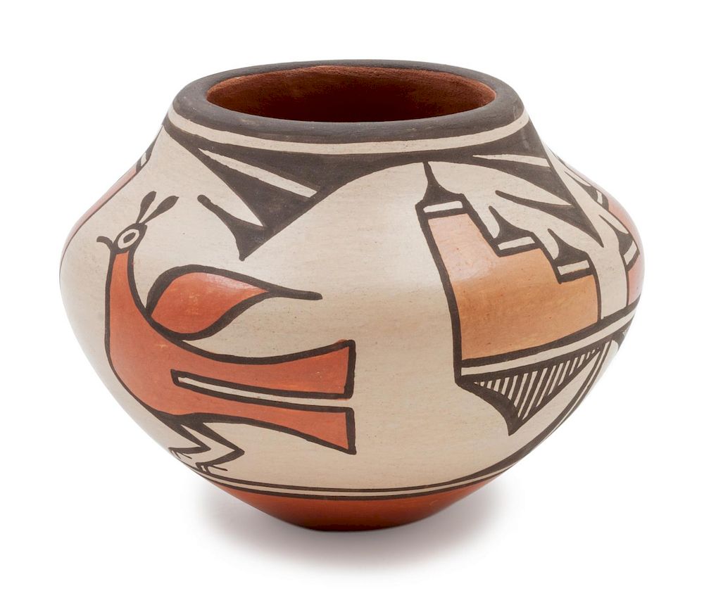 Appraisal: Lois Medina Zia - Polychrome Vessel with Birds Lois Medina