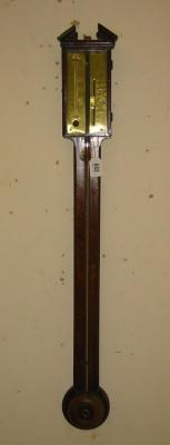 Appraisal: A MAHOGANY STICK BAROMETER signed D Milesio the brass single