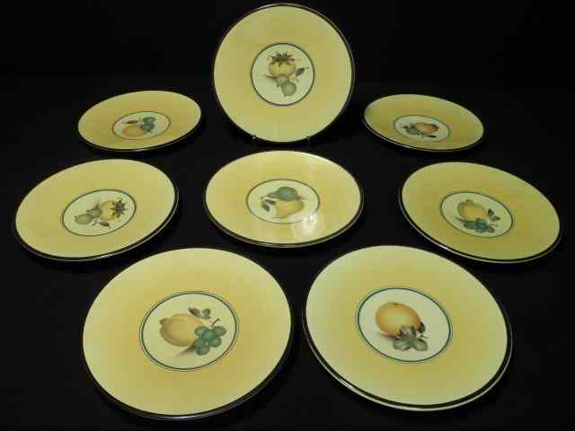 Appraisal: Lot of eight Royal Copenhagen yellow dessert plates Each plate