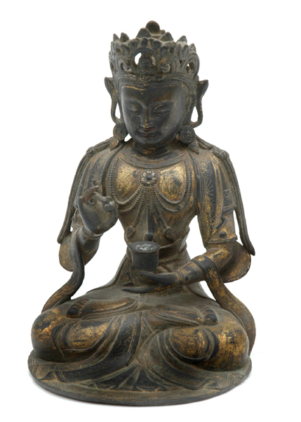 Appraisal: A CHINESE MING STYLE BRONZE BODHISATTVA Probably th Century The