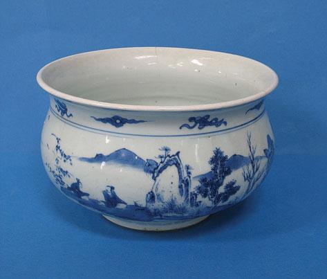 Appraisal: A CHINESE BLUE AND WHITE BOWL of broad circular form