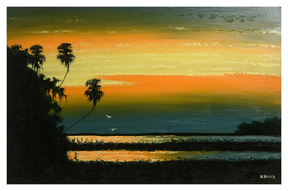 Appraisal: DANIELS Willie American th Century Stunningly vibrant Florida Highwaymen sunset