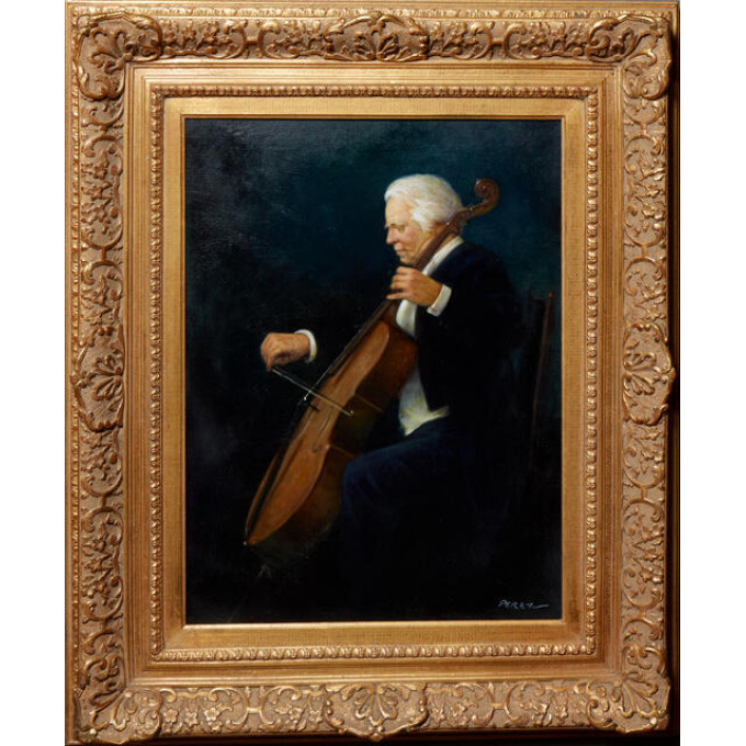 Appraisal: Chinese School Gentleman Playing a Cello st c oil on