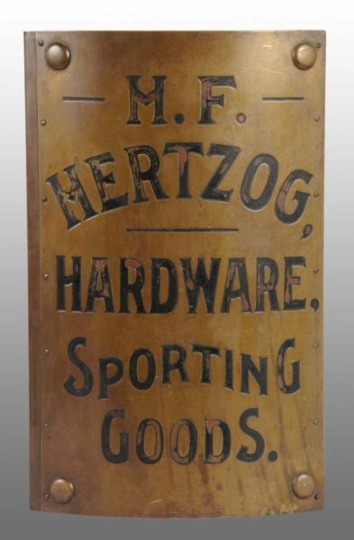 Appraisal: Brass Hertzog Hardware Sporting Goods Sign Description Circa to Very