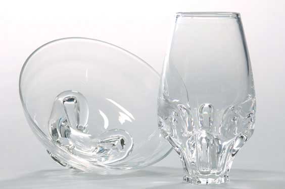 Appraisal: STEUBEN GLASS BOWL AND VASE Two glass vessels by Steuben