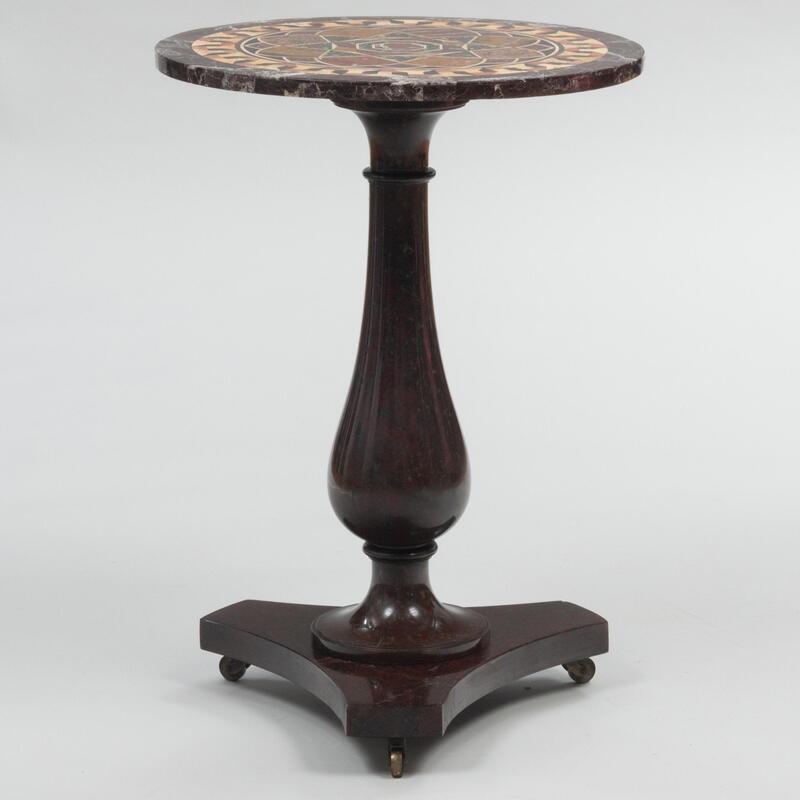 Appraisal: Italian Specimen Marble and Porphyry Pedestal Table With a label