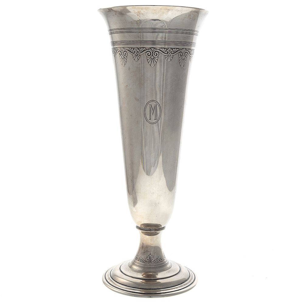 Appraisal: Tiffany Co Sterling Silver Vase Early th century pattern A