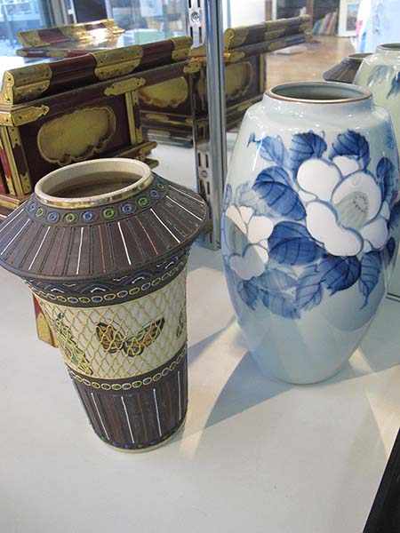 Appraisal: JAPANESE VASE AND ONE OTHER BLUE AND WHITE VASE